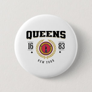 Queens New York 1683 Black Button