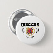 Queens New York 1683 Black Button (Vorne & Hinten)