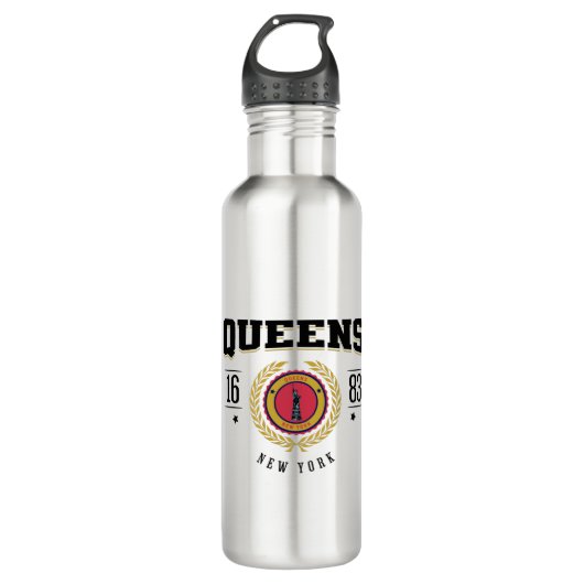 Queens New York 1683 Black Edelstahlflasche (Vorderseite)