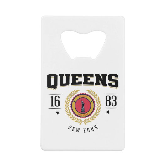 Queens New York 1683 Black Geldbeutel Flaschenöffner (Vorderseite)
