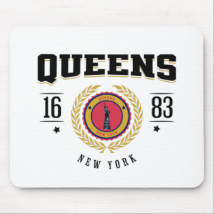 Queens New York 1683 Black Mousepad