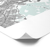 Queens New York Blue Water Street Karte Poster (Ecke)