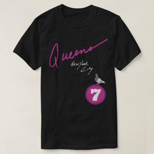 Queens New York City Pigeon 7 Zug T-Shirt (Design vorne)
