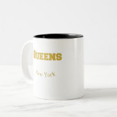 Queens New York Gold Coffee Tasse (Vorderseite Links)