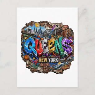 Queens New York Graffiti-Wandkunst Postkarte