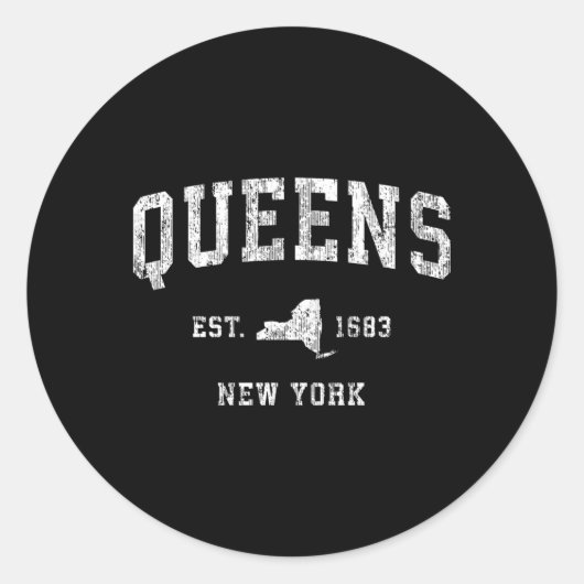 Queens New York Ny Athletic Sports Runder Aufkleber (Vorderseite)