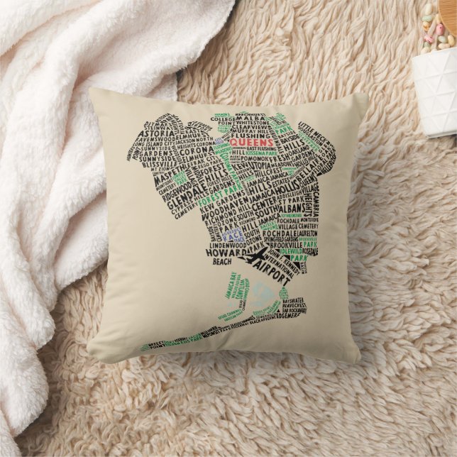 Queens New York, NYC Word Art Map Kissen (Decke)