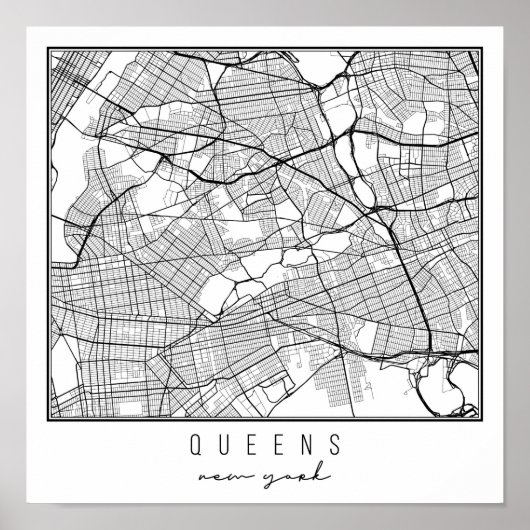 Queens New York Street Map Poster (Vorne)