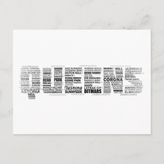 Queens New York Typografie Postcard Postkarte (Vorderseite)