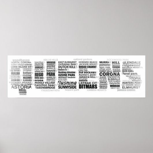 Queens New York Typografy Foto Poster (Vorne)