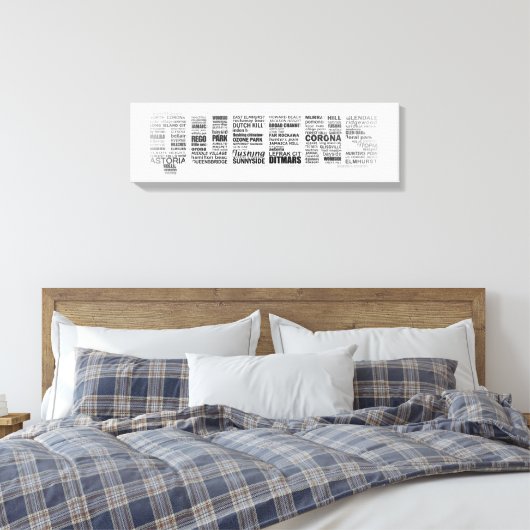 Queens New York Typografy Leinwand (Insitu (Schlafzimmer))
