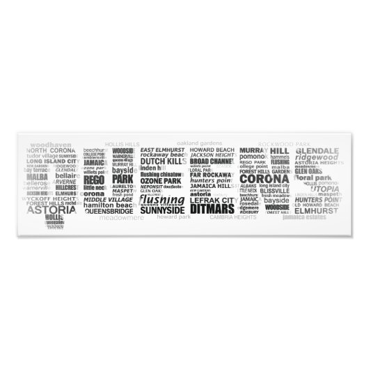 Queens New York Typografy Poster (Vorne)