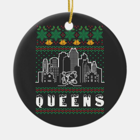 Queens New York Ugly Christmas Keramik Ornament (Vorne)