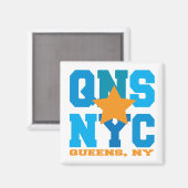 Queens, NY Blue Magnet (Vorderseite/Rückseite)