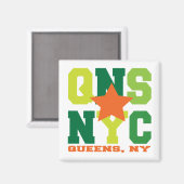 Queens, NY Green Magnet (Vorderseite/Rückseite)
