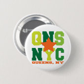 Queens, NY grüner Knopf Button (Vorne & Hinten)