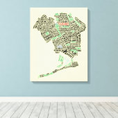 Queens NY Typografie Karte Art Canvas Print Leinwanddruck (Insitu (Holzboden))
