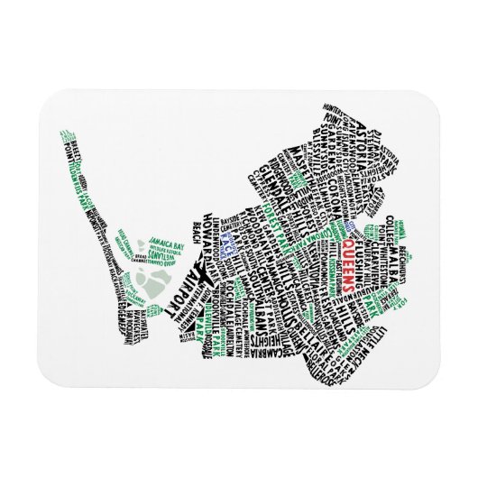 Queens NY Typografy Map Flexi Magnet (Horizontal)
