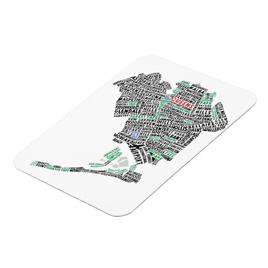 Queens NY Typografy Map Flexi Magnet (Linke Seite)