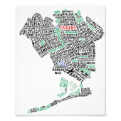 Queens NY Typografy Map Foto drucken (Vorne)