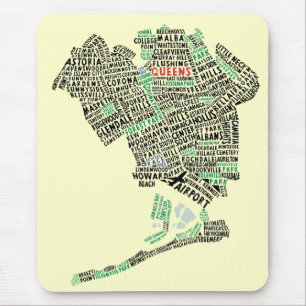 Queens NY Word Art Map Mousepad