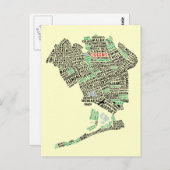 Queens NYC Typography Map Postcard Postkarte (Vorne/Hinten)