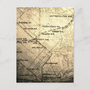 Queens, NYC Vintage Map Postkarte