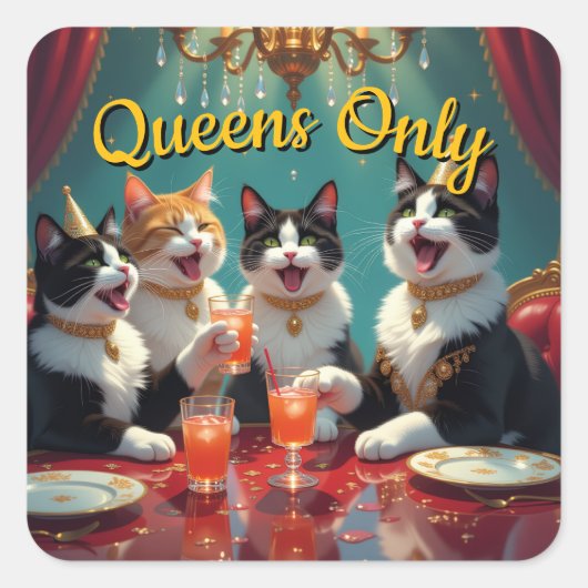 Queens only! quadratischer aufkleber (Vorderseite)