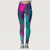 Queen's Potion Magenta & Aquamarine Abstrakte Rauc Leggings (Vorderseite)