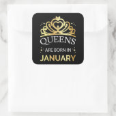 Queens sind im Januar Geboren I Quadratischer Aufkleber (Tasche)