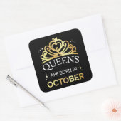 Queens sind im Oktober I Geboren Quadratischer Aufkleber (Umschlag)