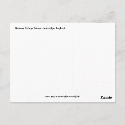 Queens' Uni Bridge, Cambridge, England Postkarte (Rückseite)