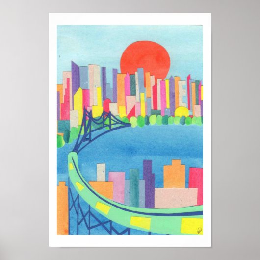 Queensborough Bridge bei Sonnenaufgang Poster (Vorne)