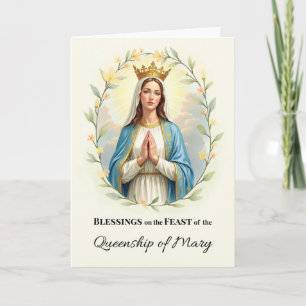 Queenship Mary Fastday mit Blumenreath Karte