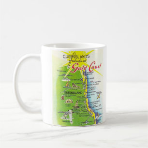 Queensland Austrailias Gold Coast Map Tasse
