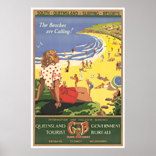 Queensland Australien Kunst Vintage Reiseplakat Poster