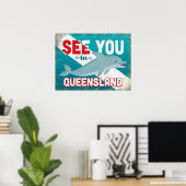 Queensland Dolphin - Retro Vintage Reise Poster (Heimbüro)