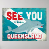 Queensland Dolphin - Retro Vintage Reise Poster (Vorne)