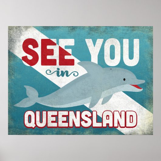 Queensland Dolphin - Retro Vintage Reise Poster (Vorne)