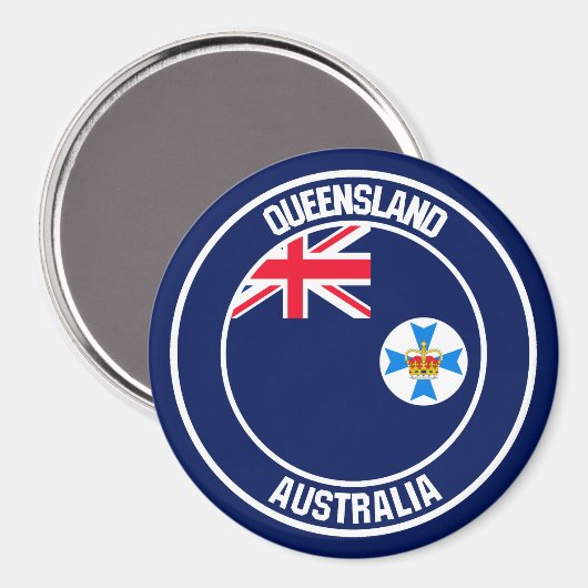 Queensland Round Emblem Magnet (Vorderseite/Rückseite)