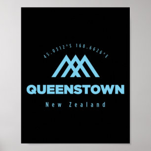 Queenstown Bergurlaub Skifahren Neuseeland Poster