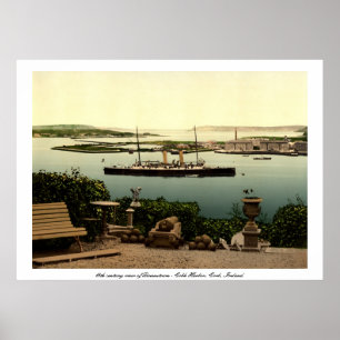 Queenstown - Cobh Harbor Cork & Vintage steam ship Poster