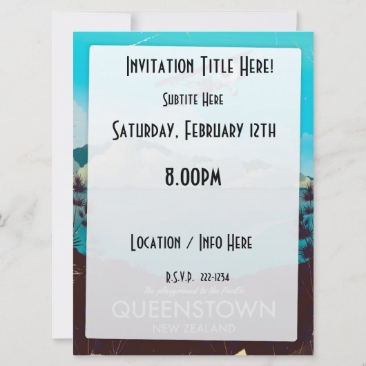 Queenstown Neuseeland Einladung (Rückseite)