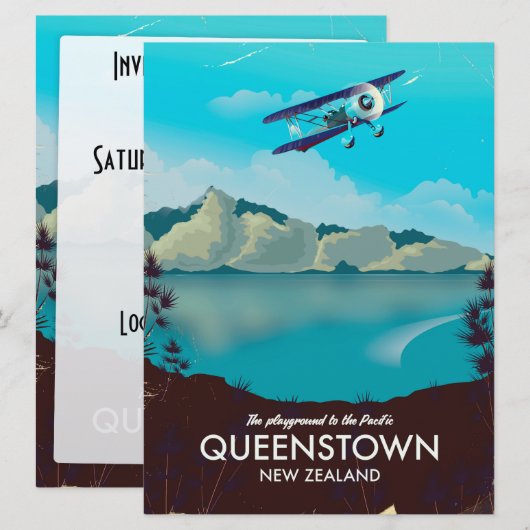 Queenstown Neuseeland Einladung (Vorne/Hinten)