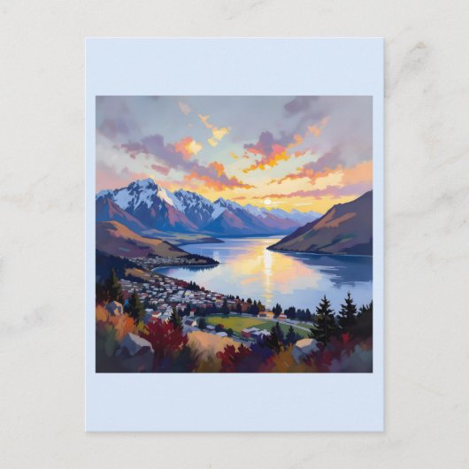 Queenstown - Neuseeland - Lake Wakatipu Sunset Postkarte (Vorderseite)