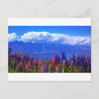 Queenstown Neuseeland Lupine über See Wakatipu Postkarte
