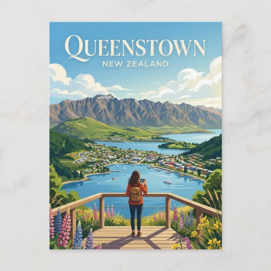 QUEENSTOWN NEUSEELAND POSTKARTE (Vorderseite)