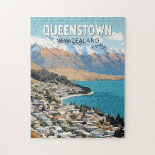 Queenstown Neuseeland Reise Kunst Vintage Puzzle