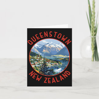 Queenstown Neuseeland Retro abgenutzt Kreis  Karte