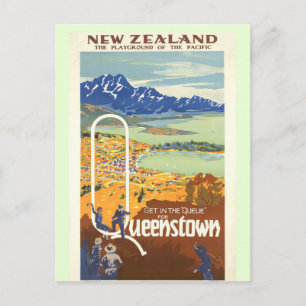 Queenstown, Neuseeland Vintage-Reise Postkarte